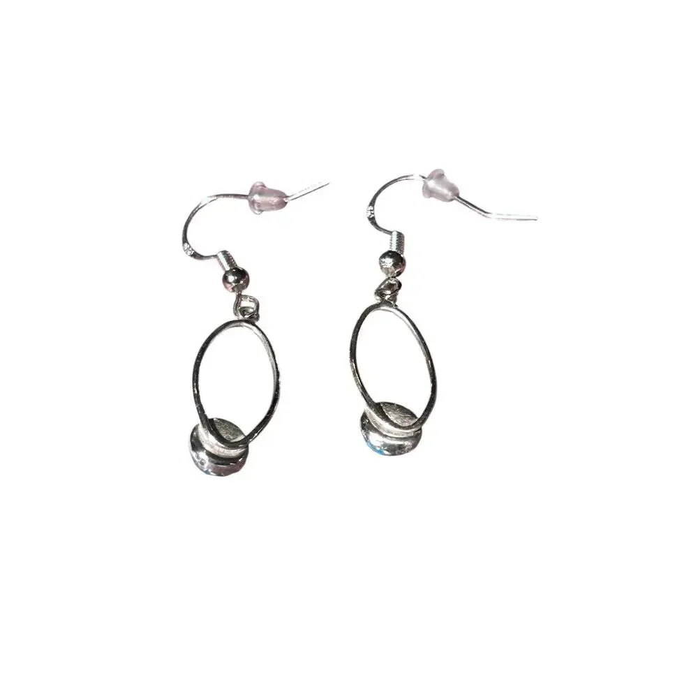Sterling Silver & Kingman Turquoise Dangle Drop Oval Earrings Hand Crafted New - Picture 5 of 7